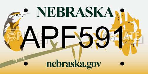 APF591 Nebraska License Plate