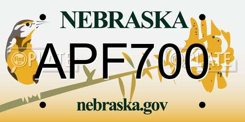 APF700 Nebraska License Plate