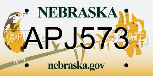 APJ573 Nebraska License Plate
