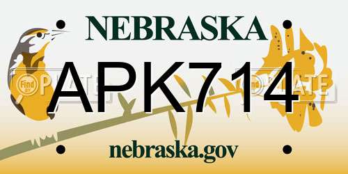 APK714 Nebraska License Plate