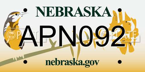 APN092 Nebraska License Plate