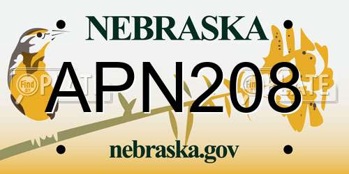 APN208 Nebraska License Plate