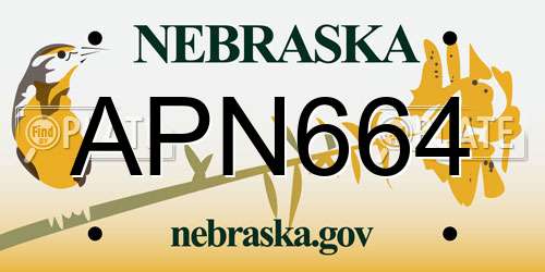 APN664 Nebraska License Plate