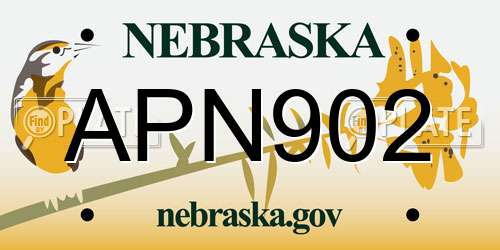 APN902 Nebraska License Plate