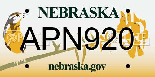 APN920 Nebraska License Plate