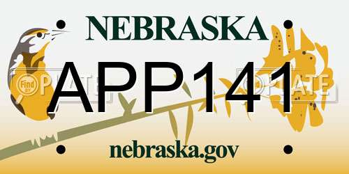 APP141 Nebraska License Plate