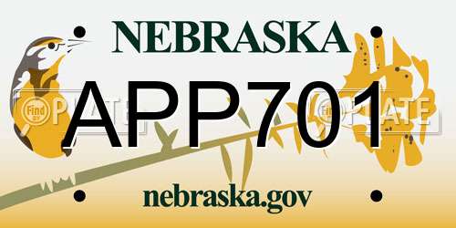 APP701 Nebraska License Plate