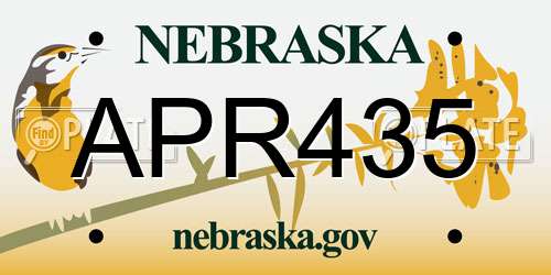 APR435 Nebraska License Plate