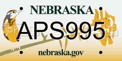 APS995 Nebraska License Plate