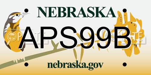 APS99B Nebraska License Plate