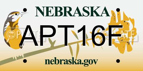 APT16F Nebraska License Plate