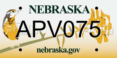 APV075 Nebraska License Plate