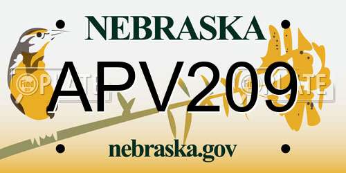 APV209 Nebraska License Plate