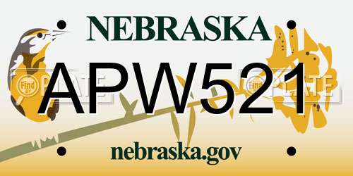 APW521 Nebraska License Plate