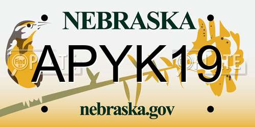 APYK19 Nebraska License Plate