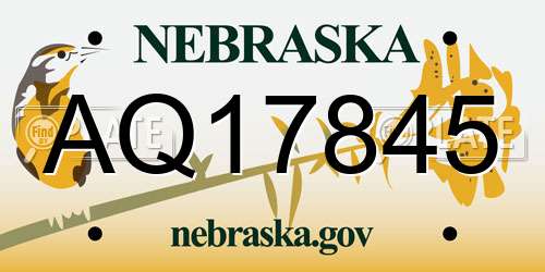 AQ17845 Nebraska License Plate