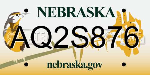 AQ2S876 Nebraska License Plate