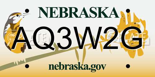 AQ3W2G Nebraska License Plate