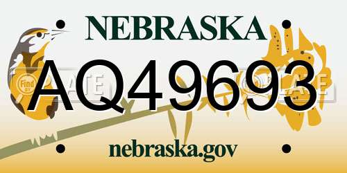 AQ49693 Nebraska License Plate