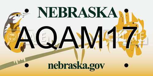 AQAM17 Nebraska License Plate