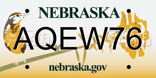 AQEW76 Nebraska License Plate