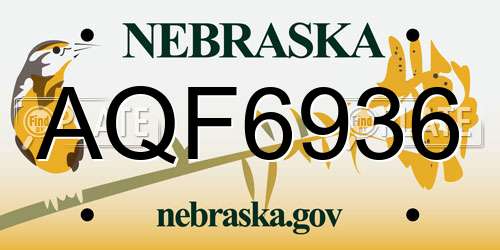 AQF6936 Nebraska License Plate