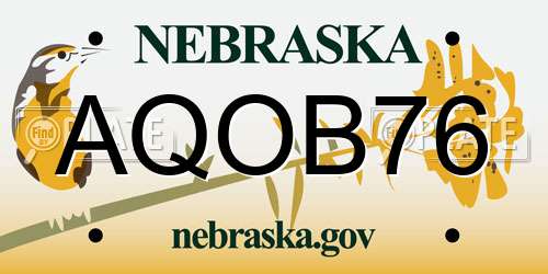 AQOB76 Nebraska License Plate