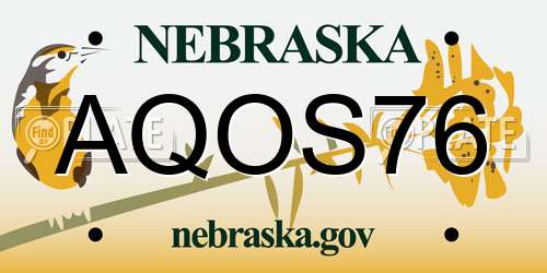 AQOS76 Nebraska License Plate