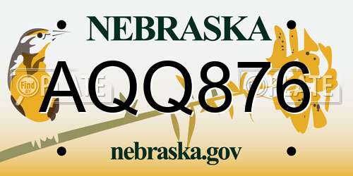 AQQ876 Nebraska License Plate