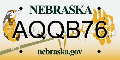 AQQB76 Nebraska License Plate