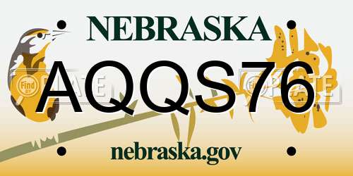 AQQS76 Nebraska License Plate
