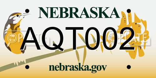 AQT002 Nebraska License Plate