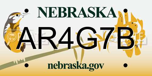 AR4G7B Nebraska License Plate