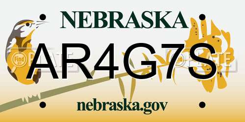 AR4G7S Nebraska License Plate