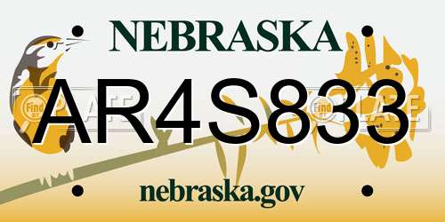 AR4S833 Nebraska License Plate