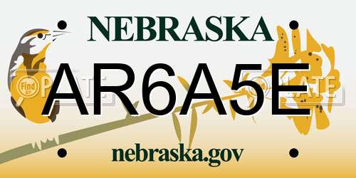 AR6A5E Nebraska License Plate