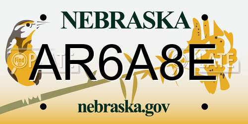 AR6A8E Nebraska License Plate