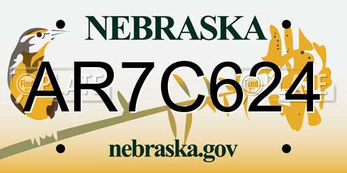 AR7C624 Nebraska License Plate