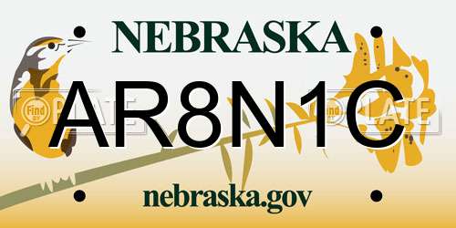AR8N1C Nebraska License Plate