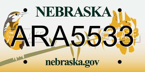 ARA5533 Nebraska License Plate