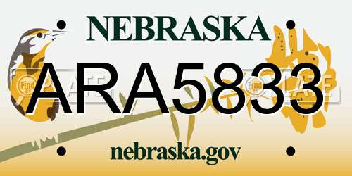 ARA5833 Nebraska License Plate
