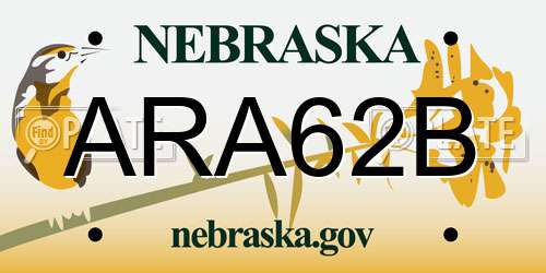 ARA62B Nebraska License Plate