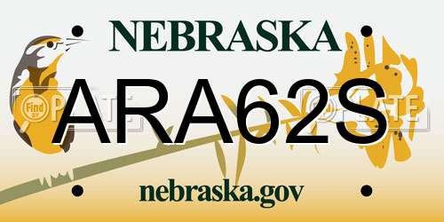 ARA62S Nebraska License Plate