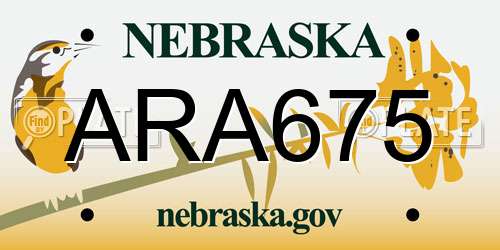 ARA675 Nebraska License Plate