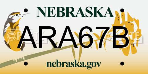 ARA67B Nebraska License Plate