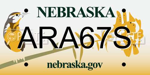 ARA67S Nebraska License Plate