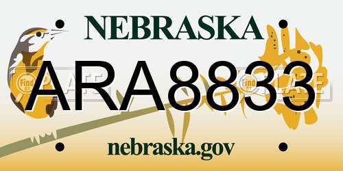 ARA8833 Nebraska License Plate