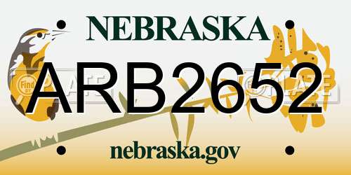 ARB2652 Nebraska License Plate
