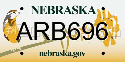 ARB696 Nebraska License Plate