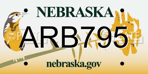 ARB795 Nebraska License Plate